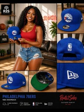 New Era NBA Philadelphia 76ers Basic Snapback Sixers Hat Lid Cap Blue 9Fifty
